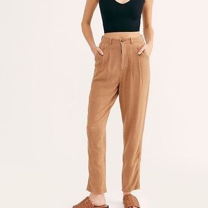 Free People Linen Tan Trousers | Size 25